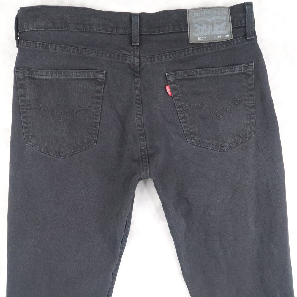 Levi Jeans Mens 34x30 Fits 33x30 Black 511 Slim Fit 04511-4406 Tapered Stretch